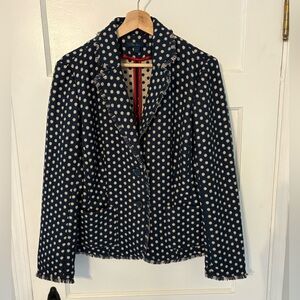 Boden Navy and Cream Polka Dot Blazer